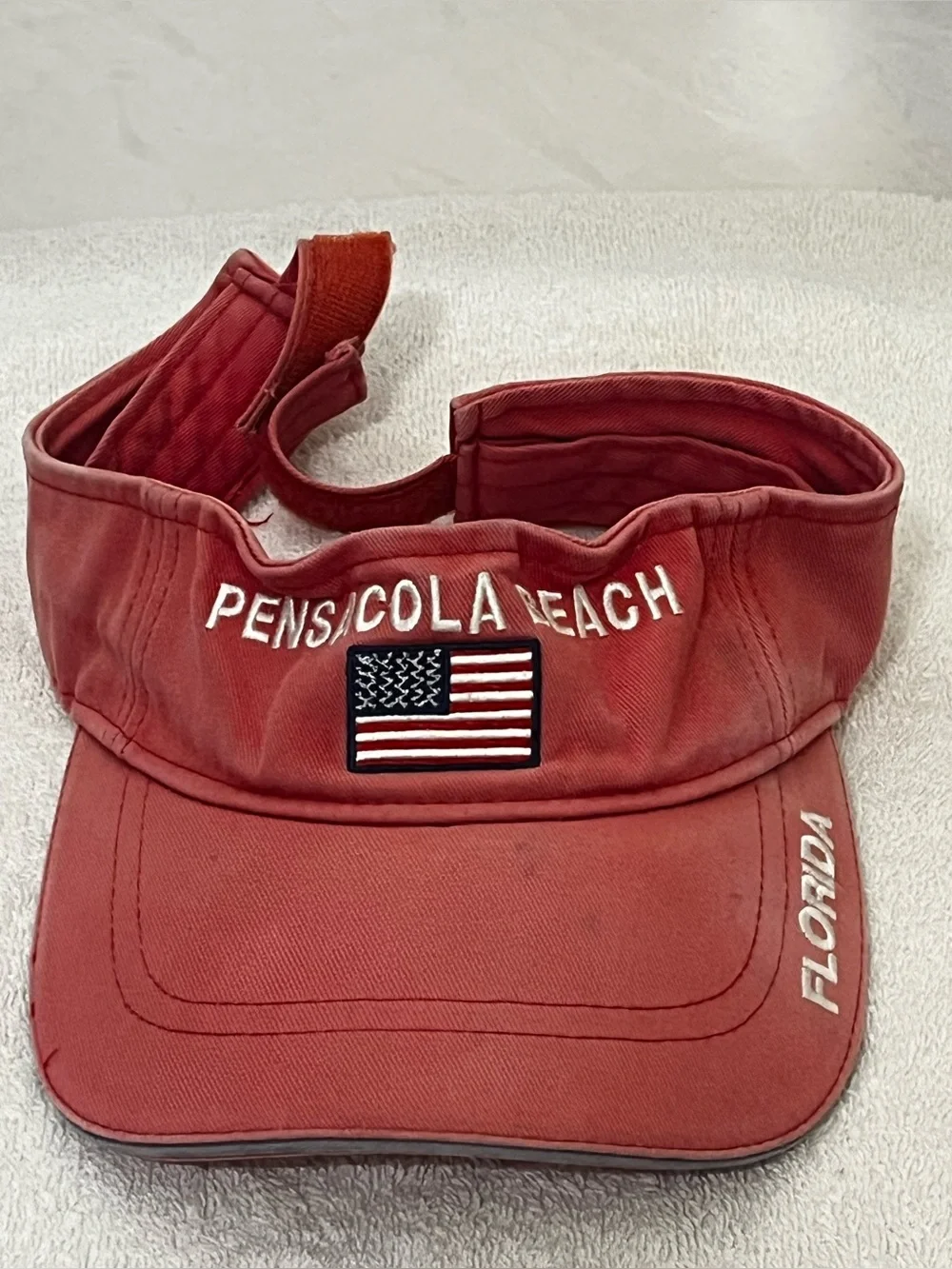 Pensacola Beach Visor with American Flag - Red